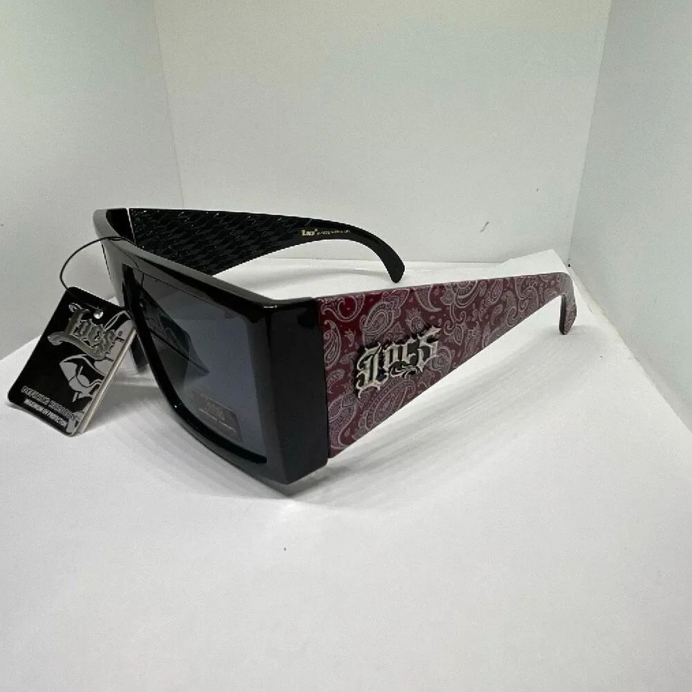 Locs Oversized Square Sunglasses UV400 Paisley Temple Design Bandanna